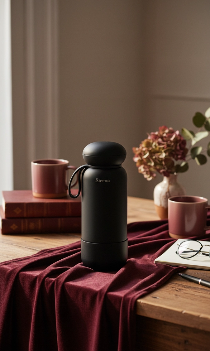 Sterna Aura – Onyx Black | Gün Boyu Sıcak & Soğuk Termos 740 ml